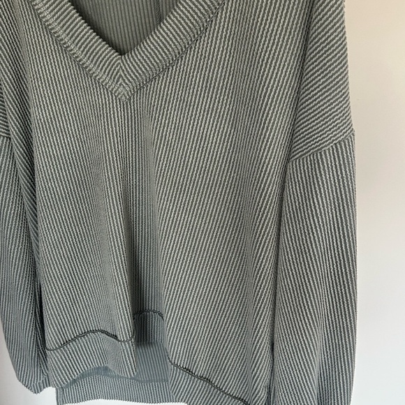 V-Neck Ribbed Sweater - Seafoam colour - Picture 4 of 4
